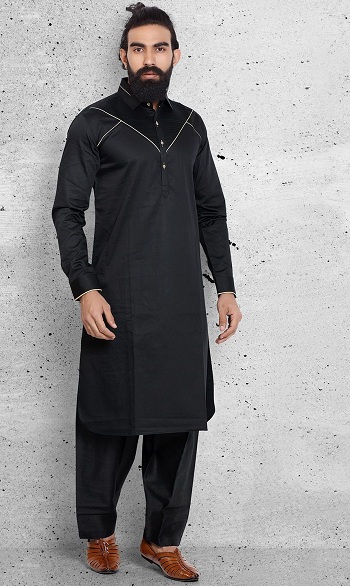 Black pathani suit design for online man