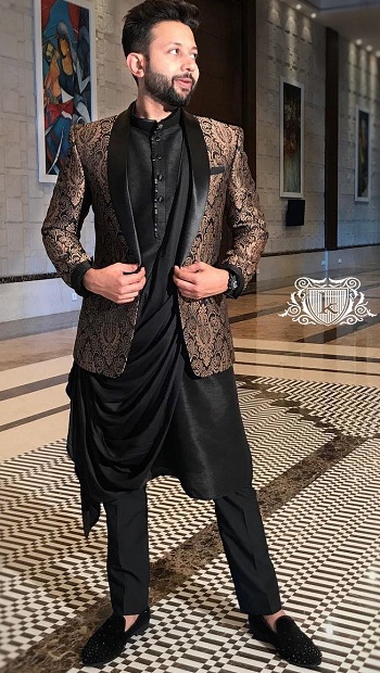 Black Kurta Pajama With Blazer