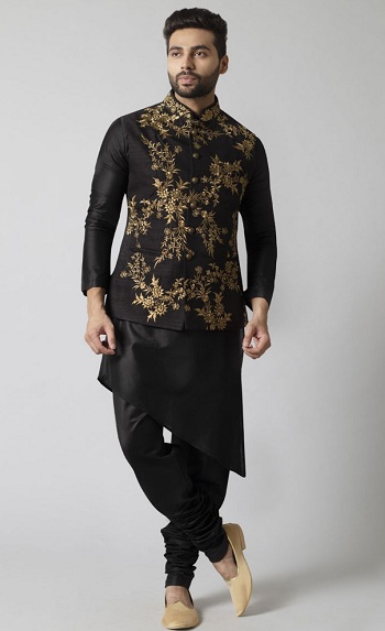 Black Kurta Pajama With Koti