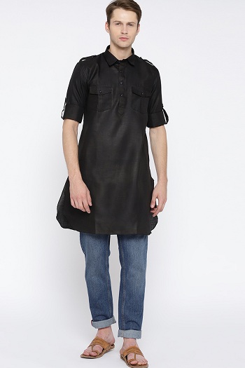 Black Kurta With Jeans For Men