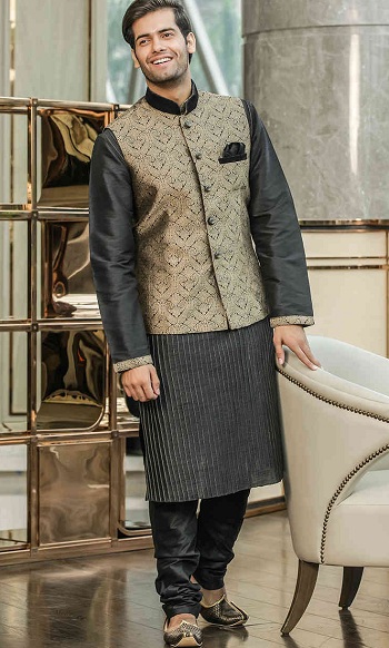 Black Kurta and Jacket Style