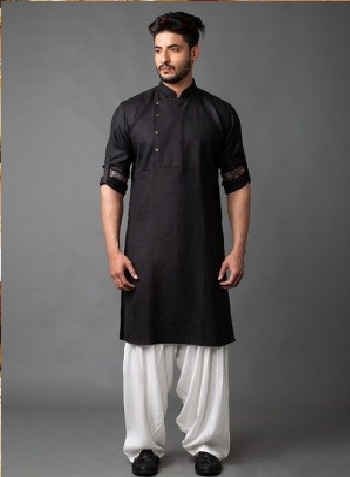 Black Kurta and White Dhoti