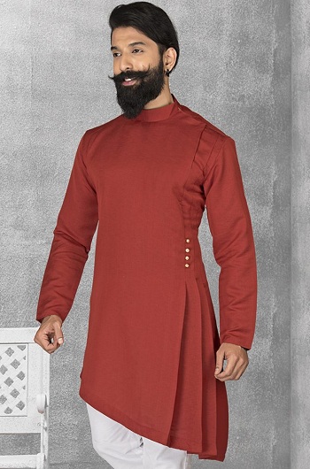 Designer Red Pathani Kurta