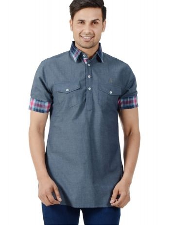 Grey Pathani Kurta for Men