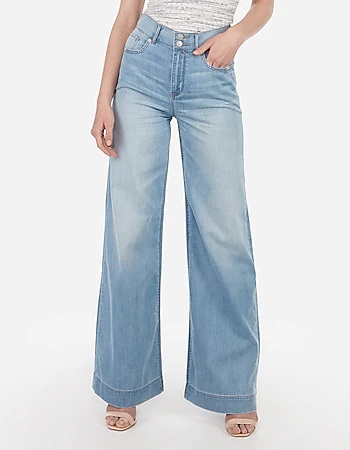 High Rise Wide Leg blue Jeans