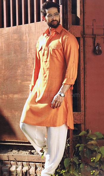 Orange Pathani Kurta