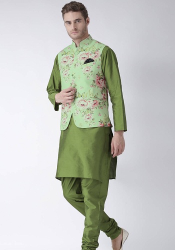 Printed Jacket With Kurta Pajama