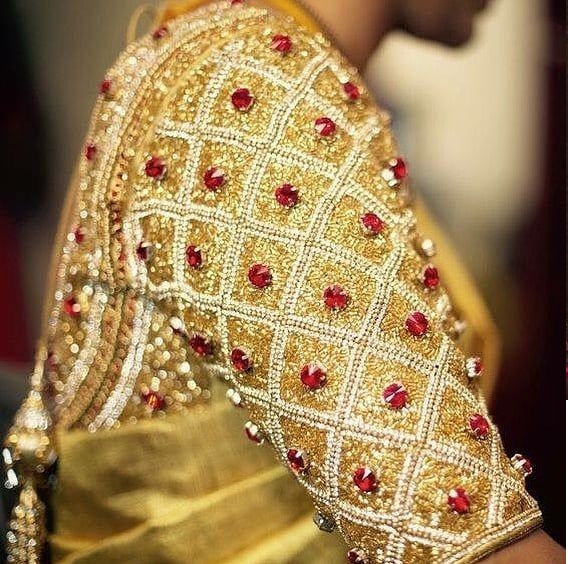 Bridal aari stone work blouse