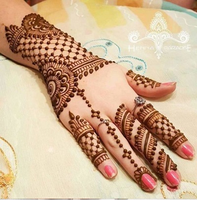 Dots and checks Mehndi design