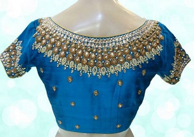 Embellished neckline aari blouse