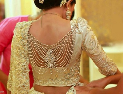 Latest pearl work in blouse
