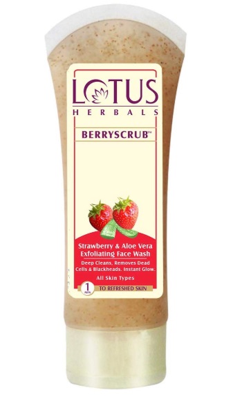 Lotus Herbal Berryscrub Strawberry and Aloe Vera Exfoliating Face Wash