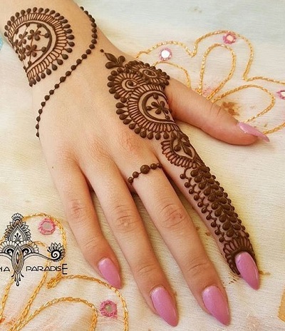 Razan Special Mehndi Design For Back Half Hand