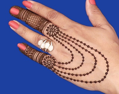 Ring Style Finger Back Mehndi Pattern