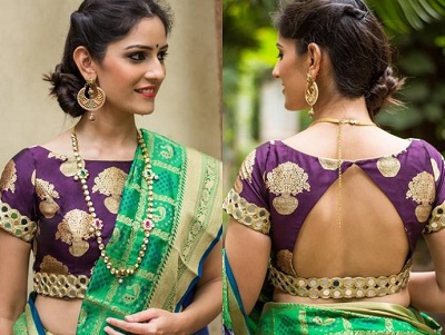 boat neck blouses for pattu sarees