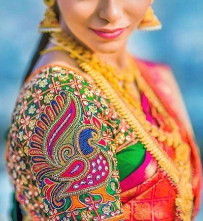 bridal peacock blouse design