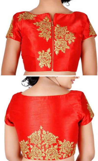 fancy boat neck embroidery blouse designs
