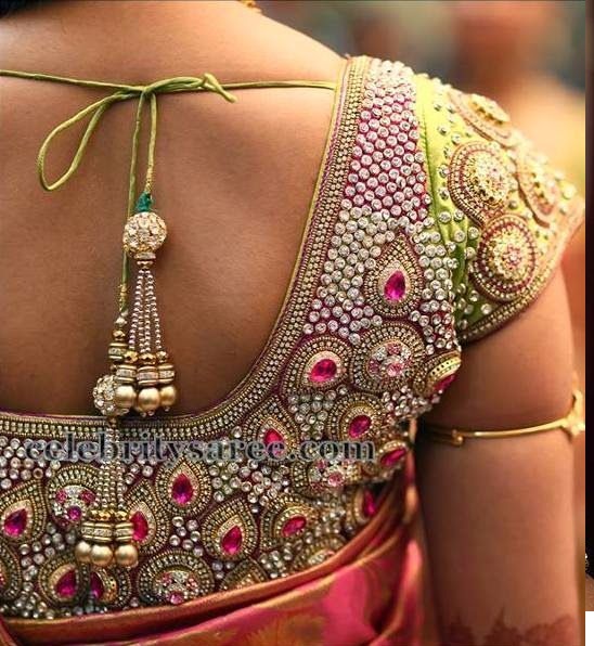 heavy aari work blouse for brides