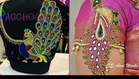latest peacock design aari work Blouse