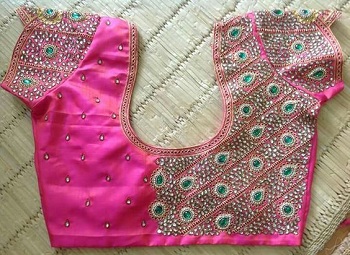 pink maggam style blouse pattern