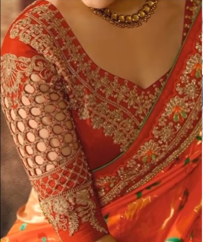 sleeve design with aari work blouse