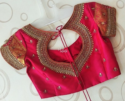 Pattu saree blouse back neck style