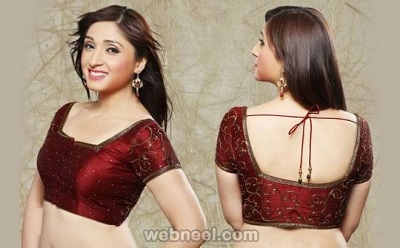 Short Sleeve maroon blouse for saree