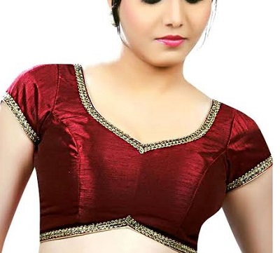 Silk maroon blouse design