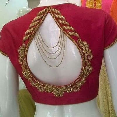 Back Side Simple Blouse Designs Photos