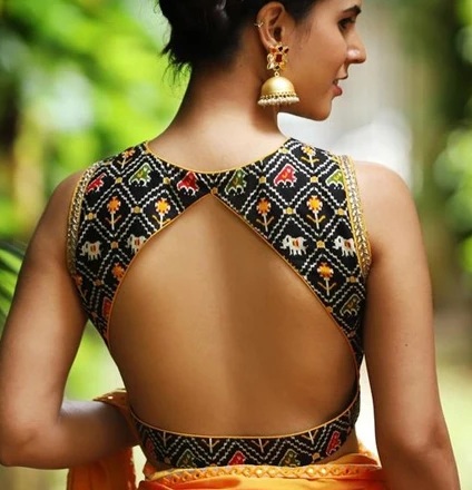 backless blouse design for silk sarees