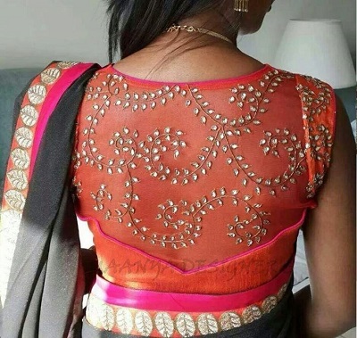 blouse back neck pattern for silk sarees