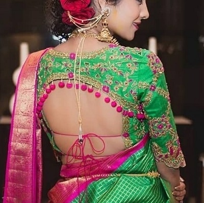 border saree blouse design back side