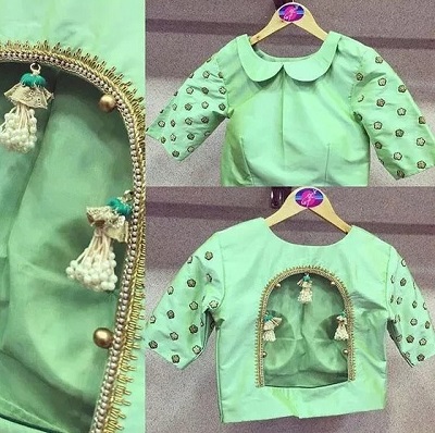 chiffon saree blouse back design