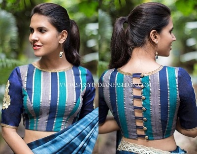 cotton back open blouse design