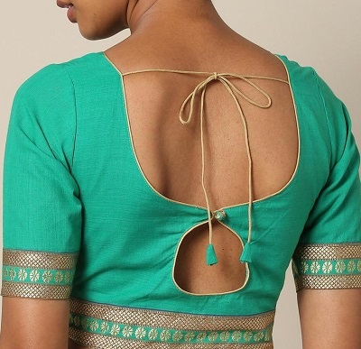 cotton saree blouse back neck design