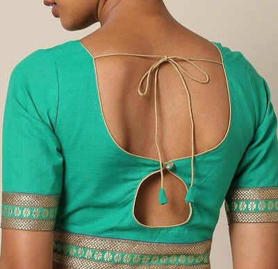 Traditional Blouse Back Neck Designs With Borders Images