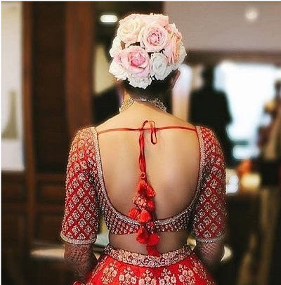 deep neck backless blouse for brides