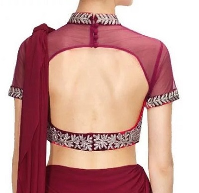 designer blouse with backless pattern