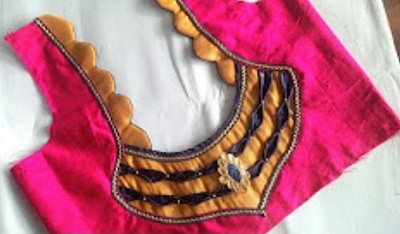 patch work back neck design for blouse