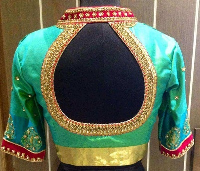 pattu saree blouse back neck design