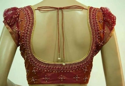 pot shape deep back blouse