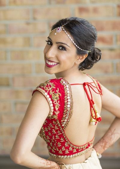 red bridal backless blouse