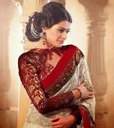 silk saree with full sleeve blouse