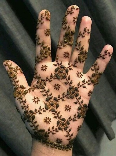 simple arabic henna design for left hand