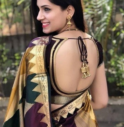 simple backless blouse for cotton saree
