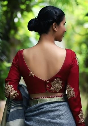 simple saree blouse back neck design
