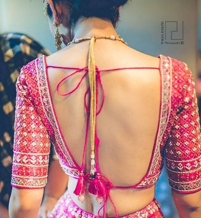traditional saree blouse back neck design