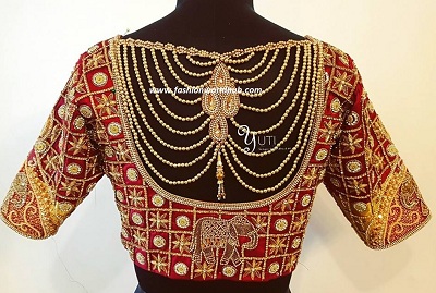 wedding saree blouse back design