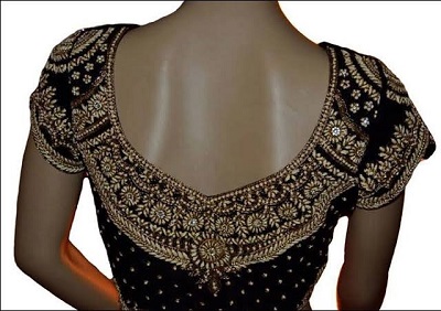 Black Velvet blouse with sequin work
