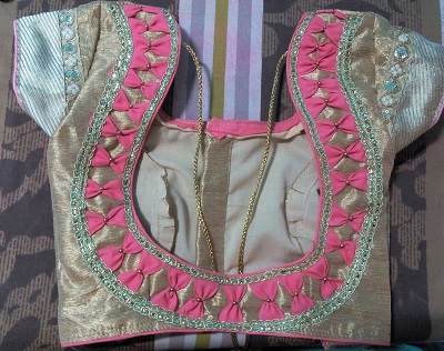 Bow Design Patch On Back Saree Blouse